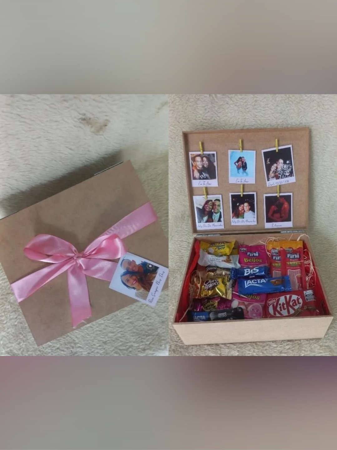 Caixa de Recordações com Porta-Retrato, Polaroids e Mix de Chocolates Lacta 2 Caixa de Recordações com Porta-Retrato, Polaroids e Mix de Chocolates Lacta - Imagem 2