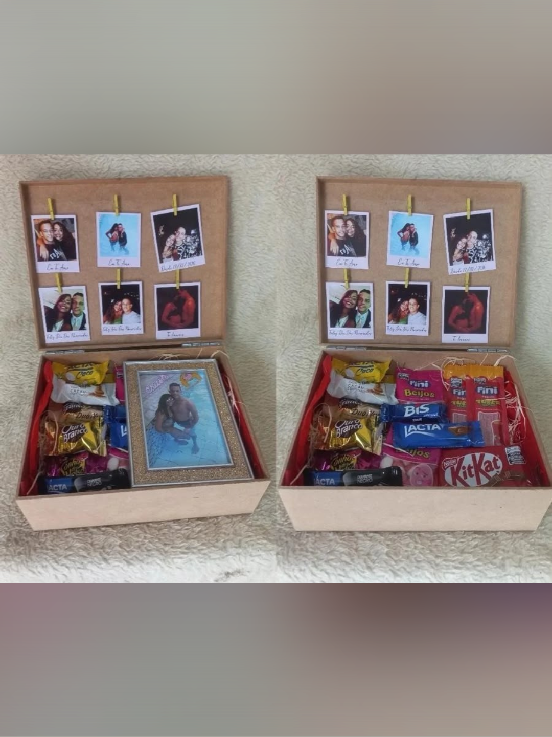 Caixa de Recordações com Porta-Retrato, Polaroids e Mix de Chocolates Lacta 1 Caixa de Recordações com Porta-Retrato, Polaroids e Mix de Chocolates Lacta