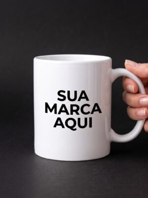 Caneca de Cerâmica Branca Personalizada com Sua Marca