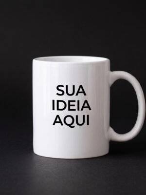 Caneca de Cerâmica Branca Personalizada com Sua Ideia