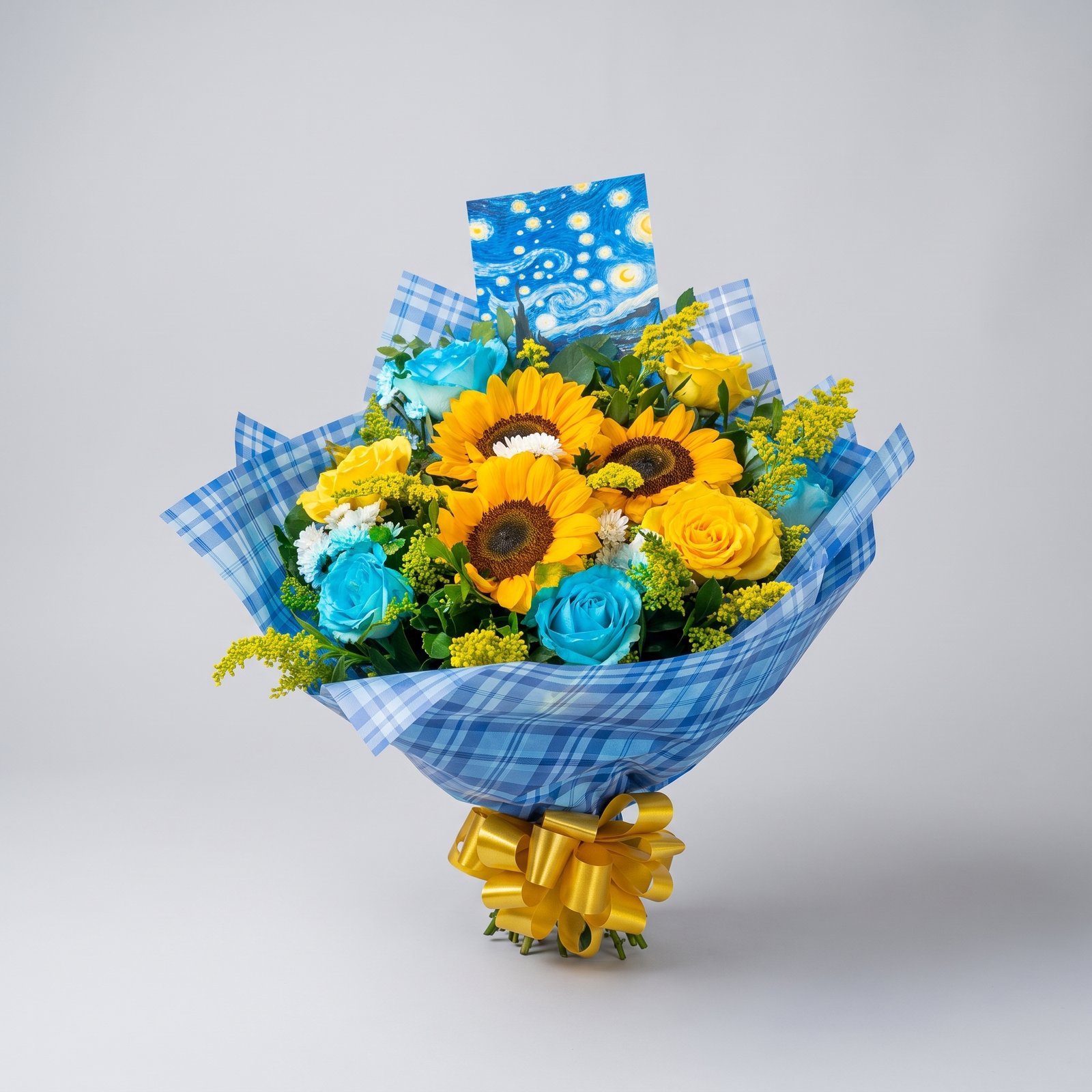 Buquê de Girassóis Van Gogh com Cartão Temático Noite Estrelada 2 Buquê de Girassóis Van Gogh com Cartão Temático Noite Estrelada - Imagem 2