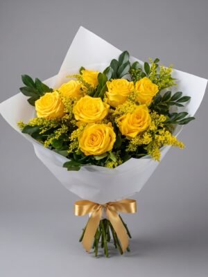 Buquê com 8 Rosas Amarelas Naturais