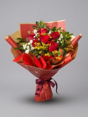 Buquê de Rosas Vermelhas com Margaridas e Tango